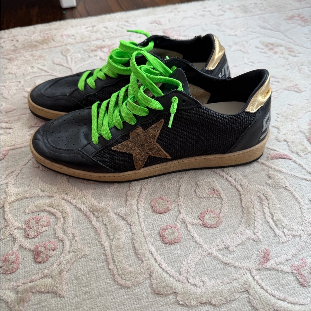 Black and Gold Ballstar Golden Goose Sneakers